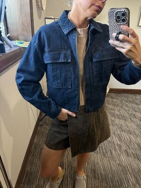 NWT Cropped Dark Indigo Denim Jacket